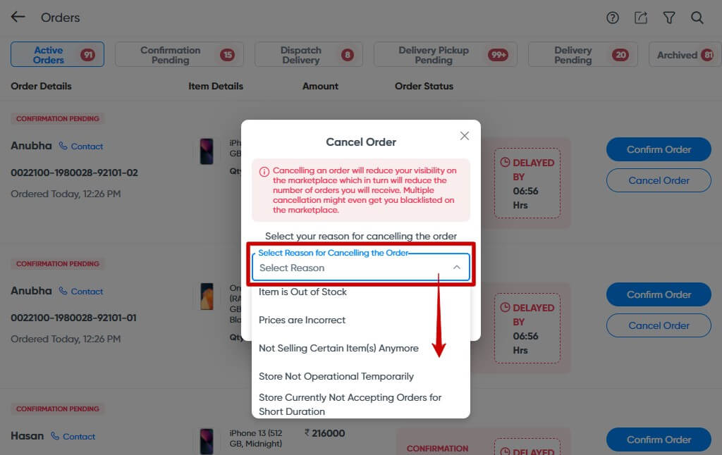 . Justdial Seller Support Cancel Orders.