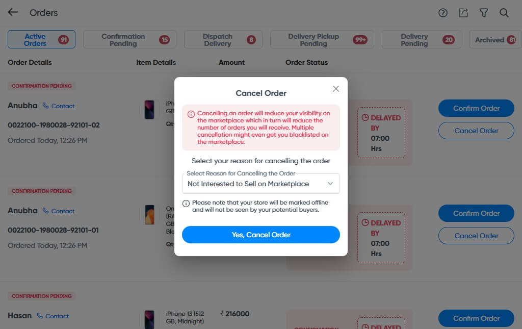 . Justdial Seller Support Cancel Orders.